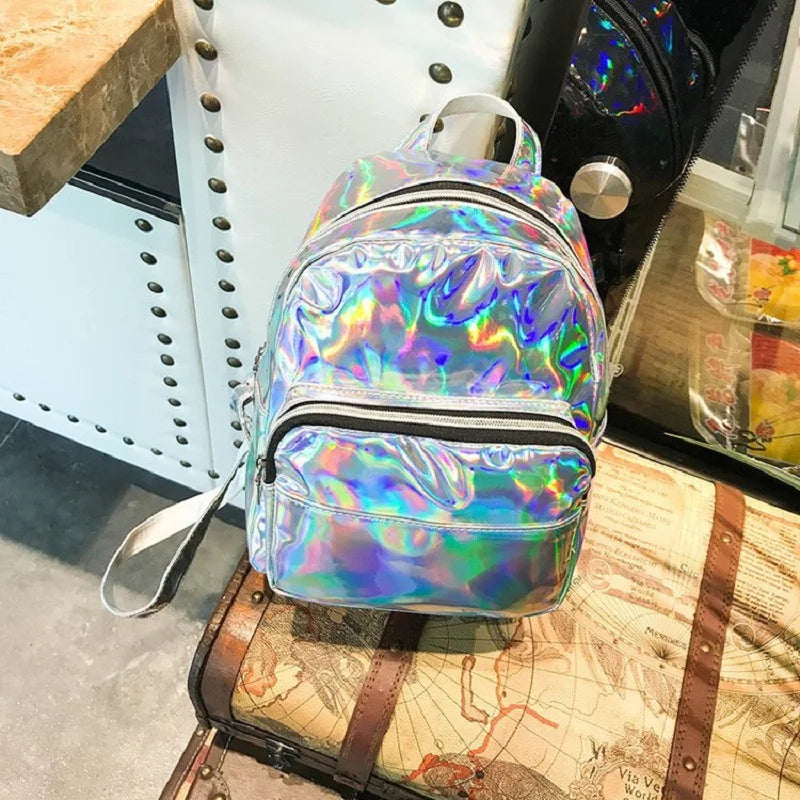 Holographic Backpack — Iridescent Festival, Rave & School Bag