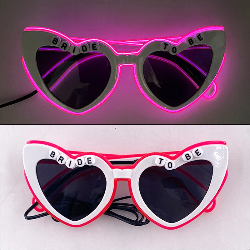 LED Heart Sunglasses — Light Up Bride & Hen Party Glasses