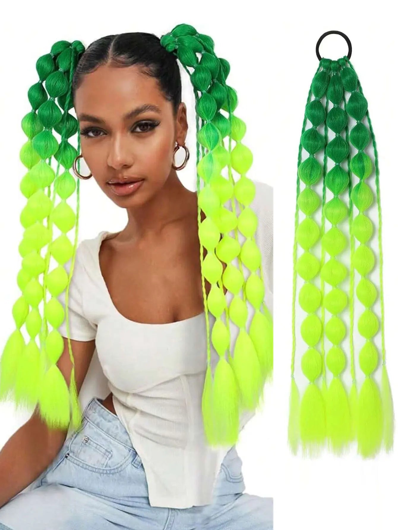 Colourful Bubble Braid Ponytail Extension — Festival & Party Hair