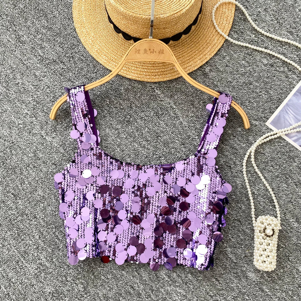 Sequin Crop Top — Slim-Fit Party & Club Cami