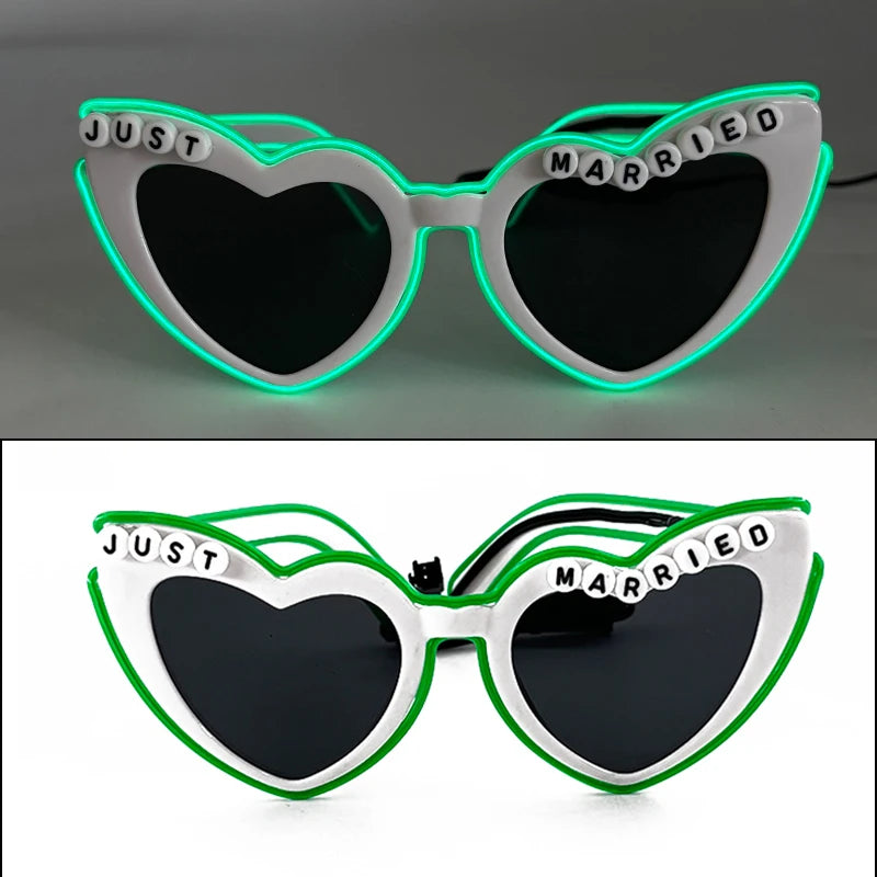 LED Heart Sunglasses — Light Up Bride & Hen Party Glasses