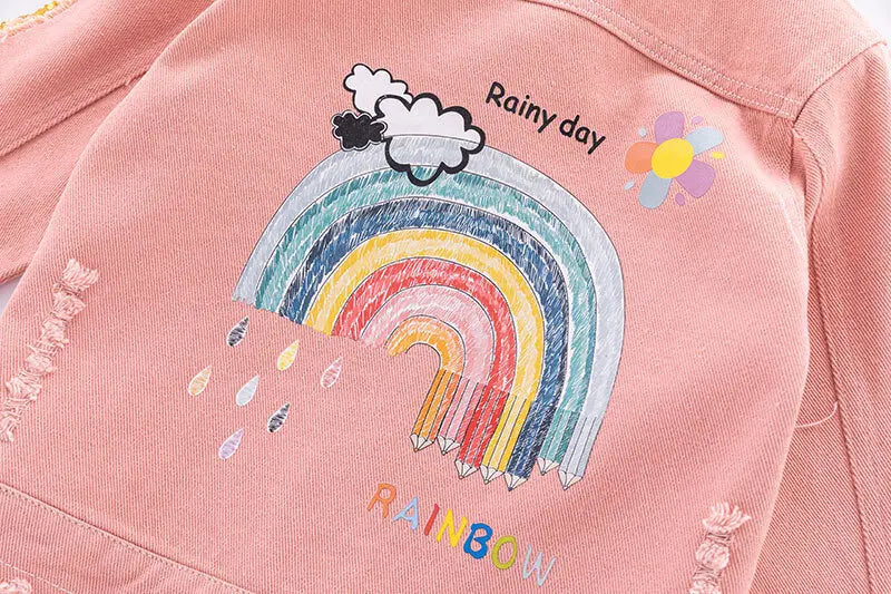 Girls Pink Denim Jacket — Korean Style Kids Festival & Party Coat