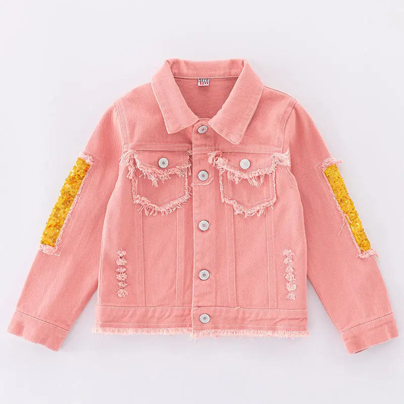 Girls Pink Denim Jacket — Korean Style Kids Festival & Party Coat