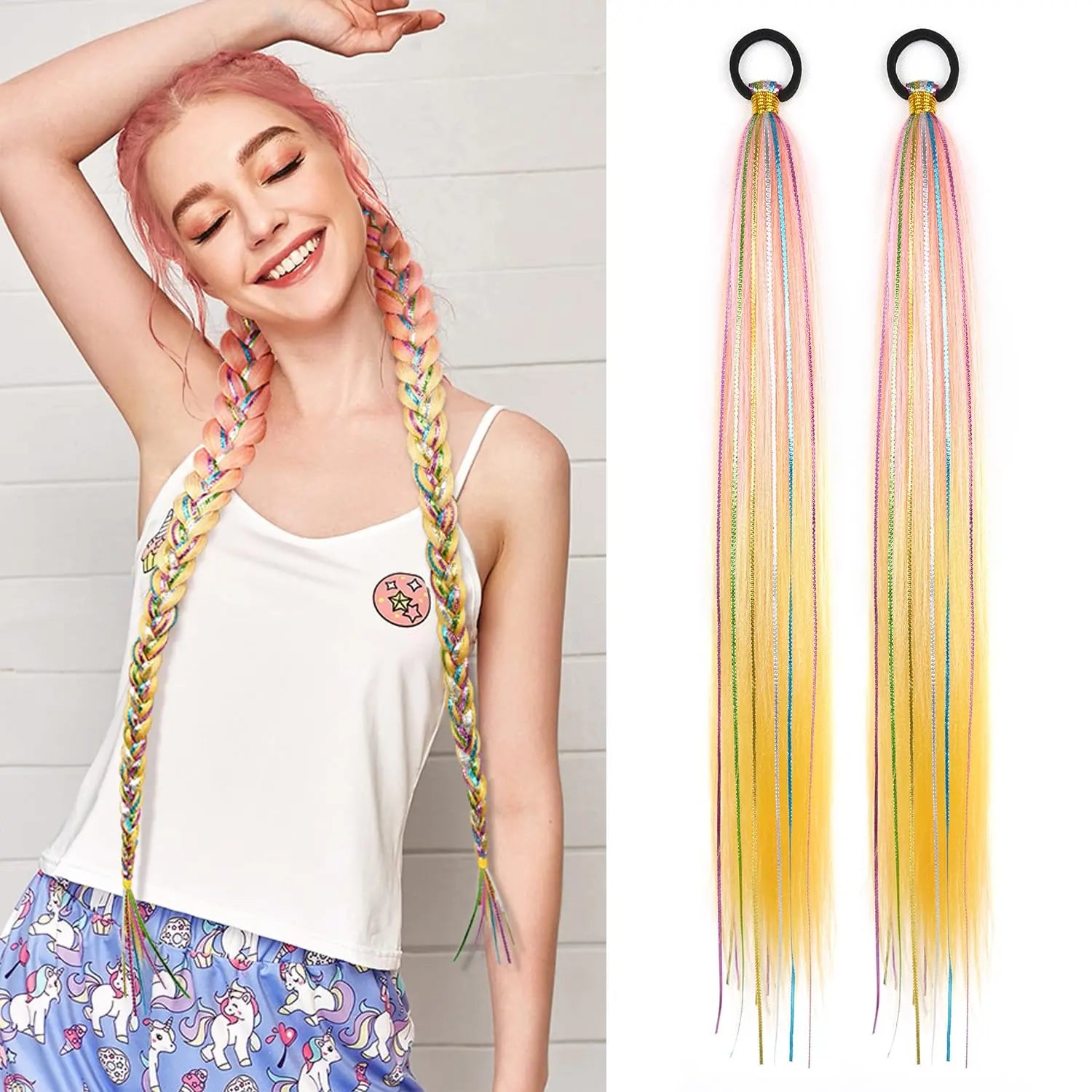 Purple Gradient Braided Ponytail Extension — 26 Inch Wrap Around