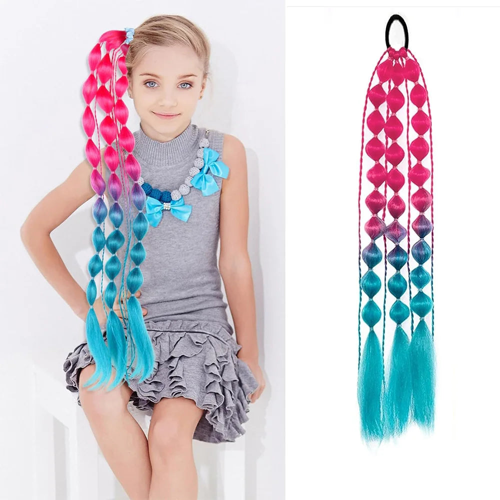 Colourful Bubble Braid Ponytail Extension — Festival & Party Hair