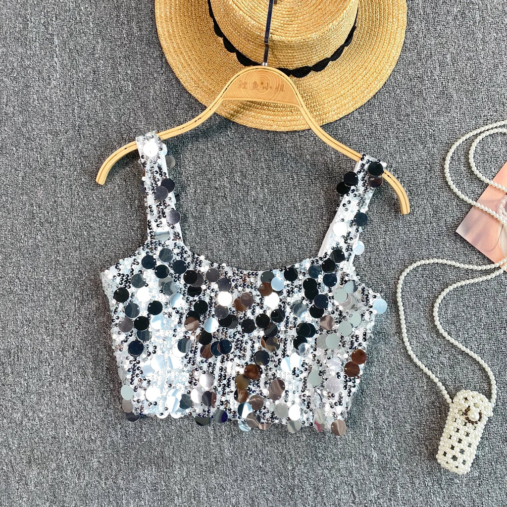 Sequin Crop Top — Slim-Fit Party & Club Cami
