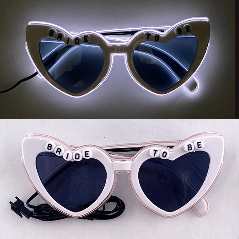 LED Heart Sunglasses — Light Up Bride & Hen Party Glasses