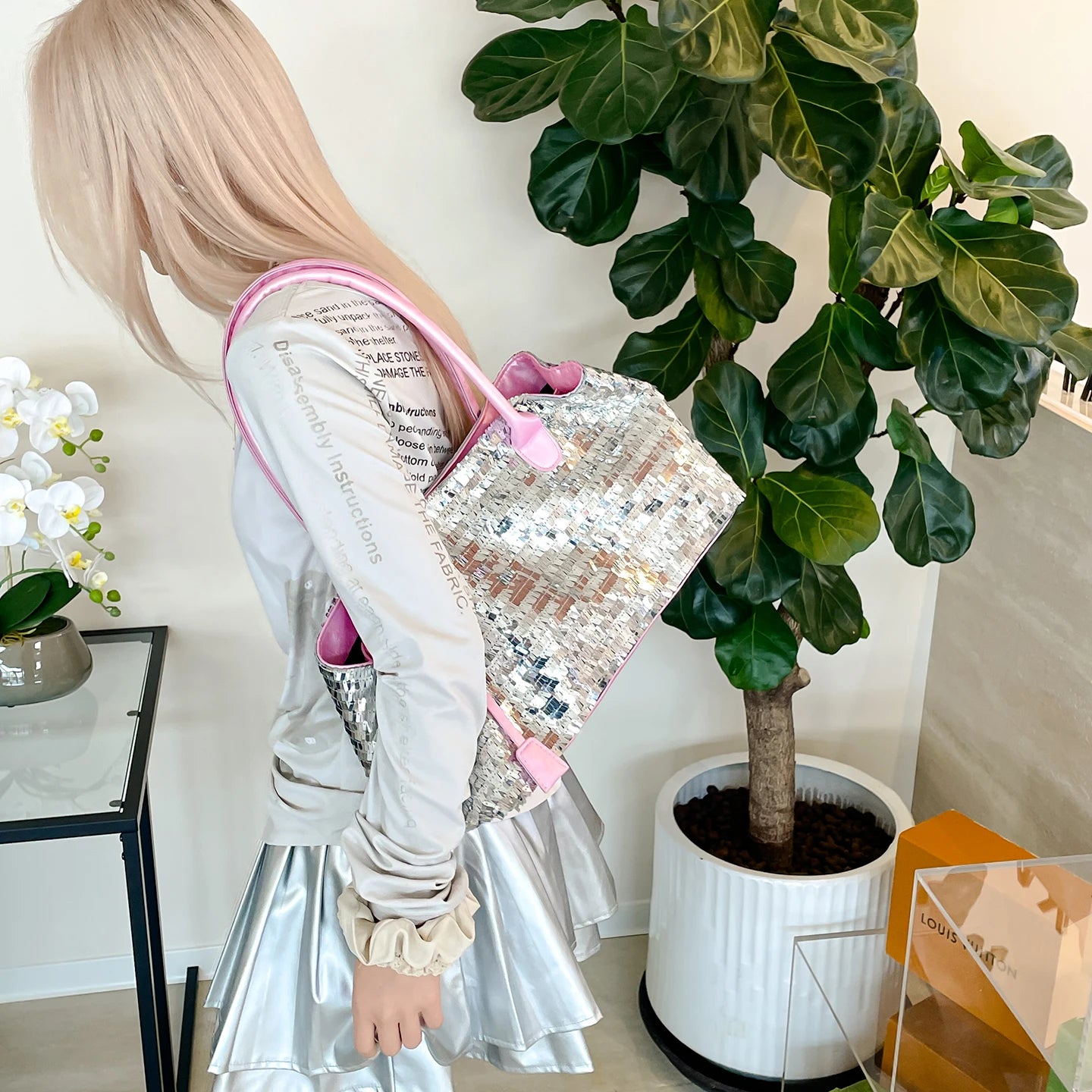 Silver Sequin Shoulder Bag — Sparkly Evening & Party Handbag