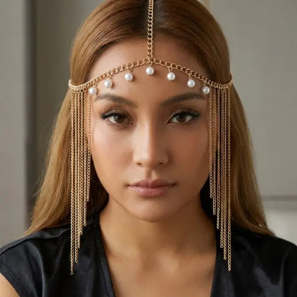 Multi-Layer Diamond Forehead Chain — Wedding & Party Princess Headpiece
