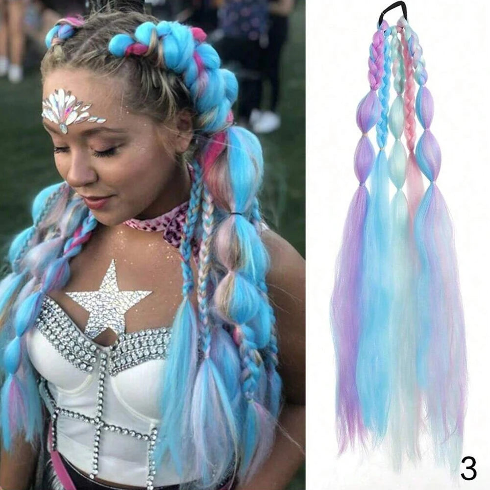 Pink Lantern Bubble Braid Ponytail — Halloween & Festival Hair
