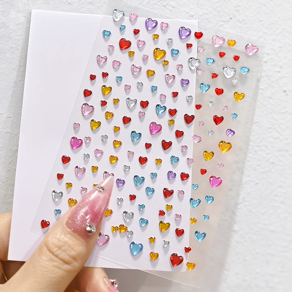 3D Heart Face Gems — Bling Self-Adhesive Festival & Party Stickers