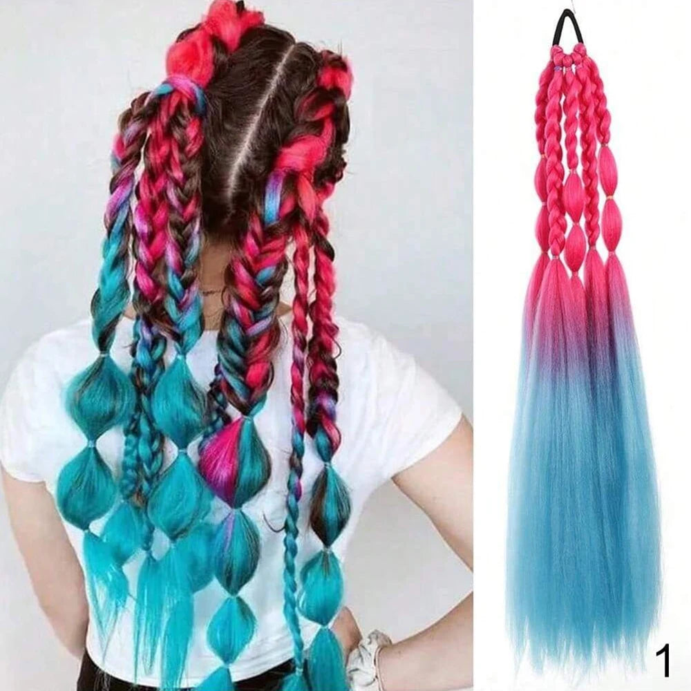Pink Lantern Bubble Braid Ponytail — Halloween & Festival Hair