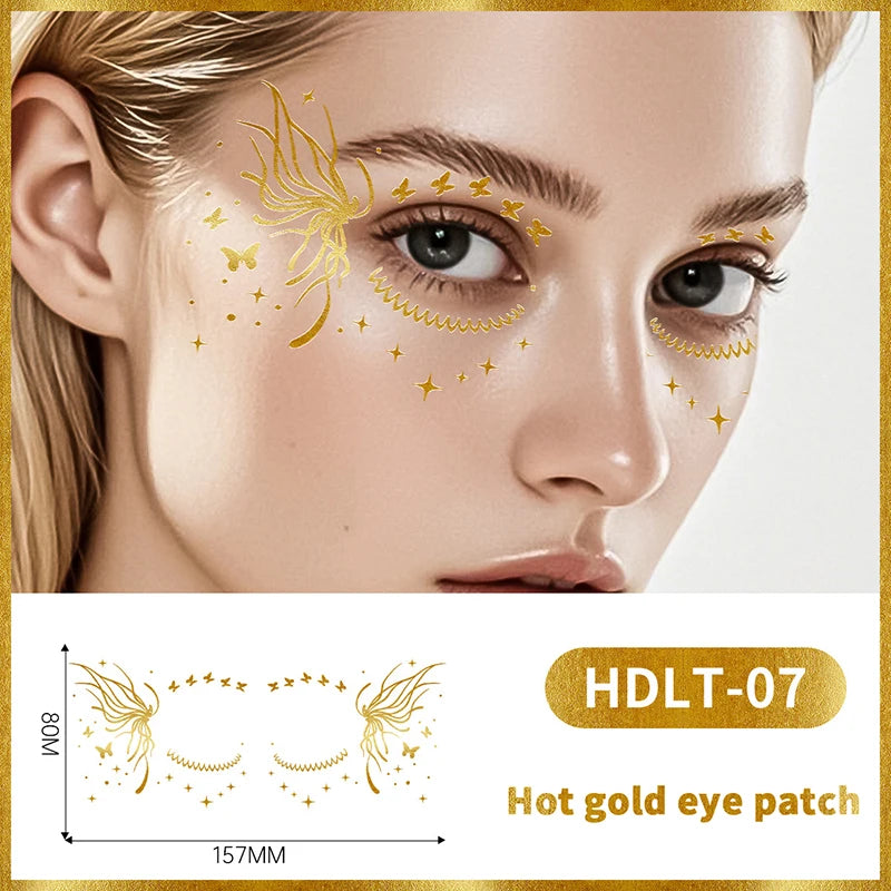 Gold Butterfly Glitter Temporary Tattoos — Festival & Party Metallic Decals
