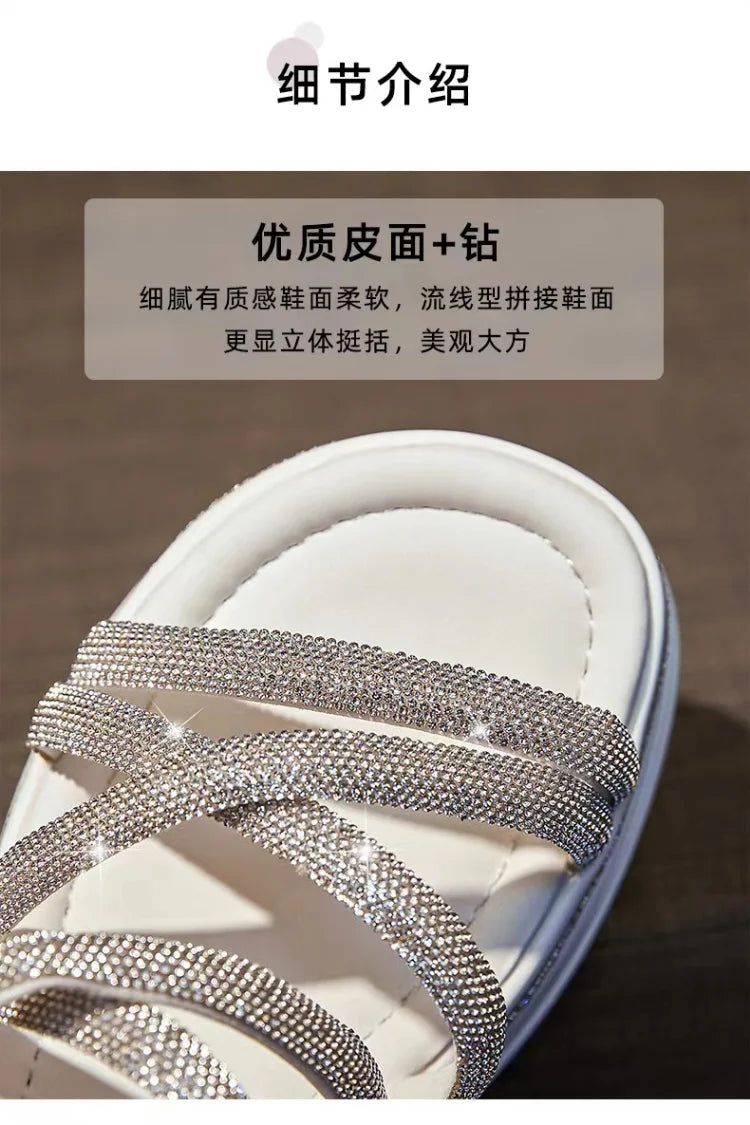 Crystal Platform Wedge Sandals — 7cm Sparkly Festival & Beach Shoes