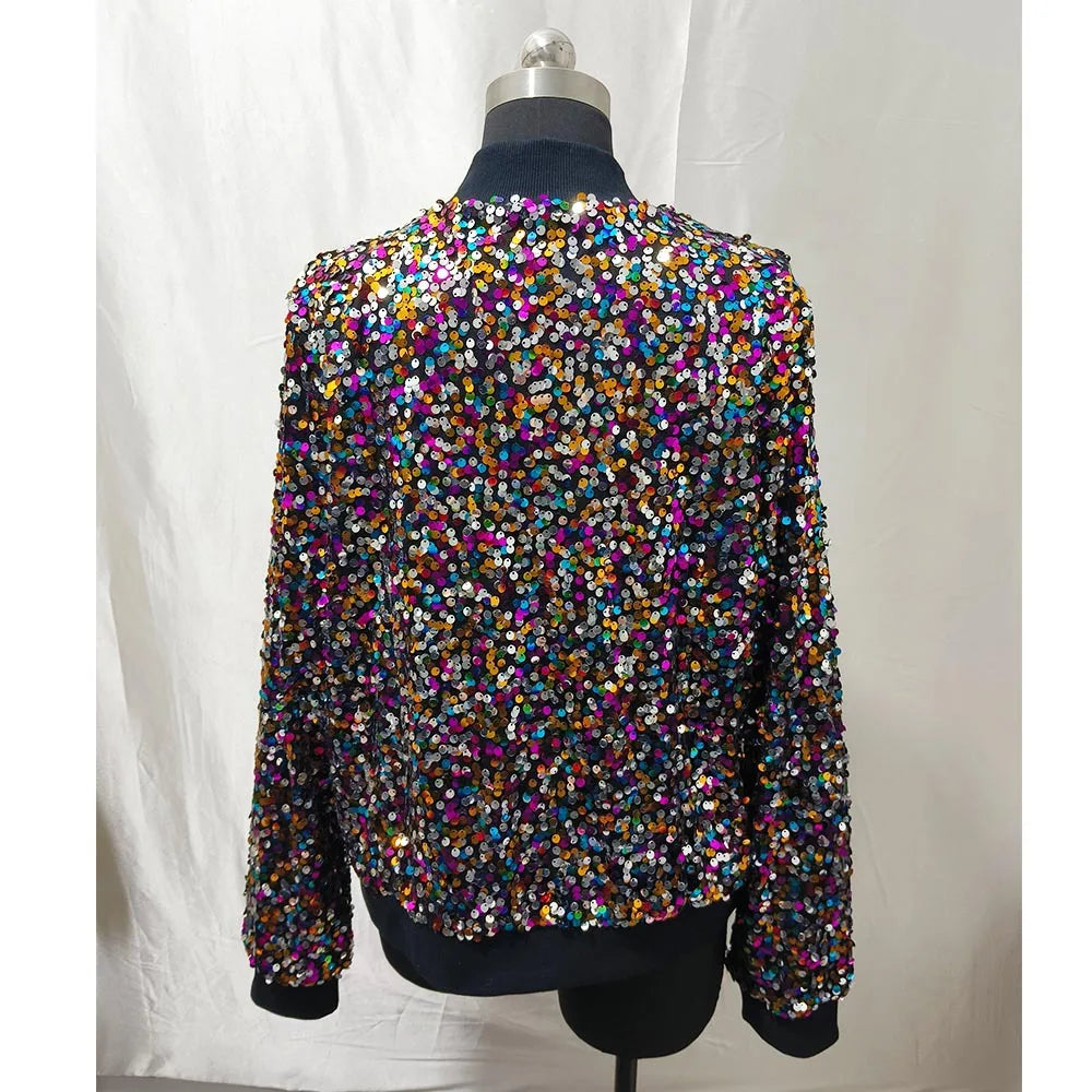 Sequin Zip-Up Jacket — Festival & Party Outerwear