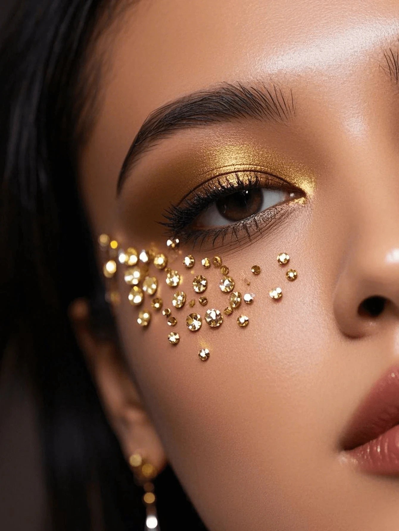 Gold Face Gems Rhinestone Stickers — Festival Glitter Rave Makeup