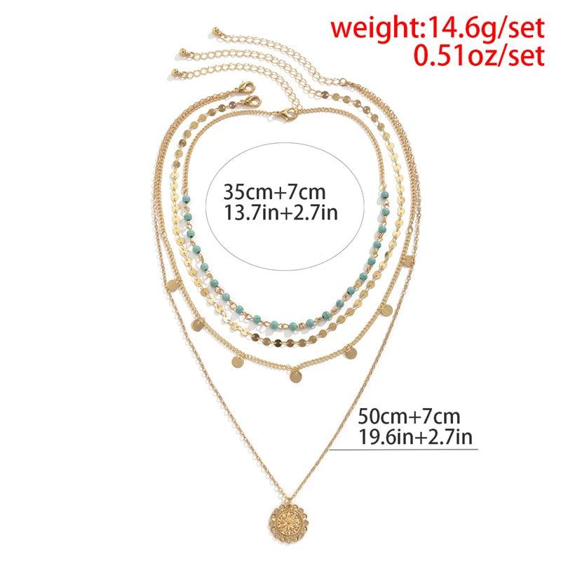 Star & Moon Sequin Tassel Choker — Boho Festival Layered Necklace