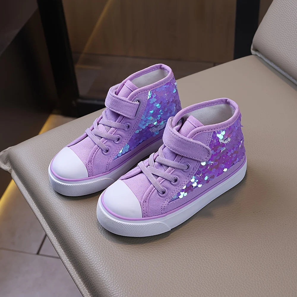 Holographic Scale Canvas Shoes — Kids Princess Party & Dress Up Trainers