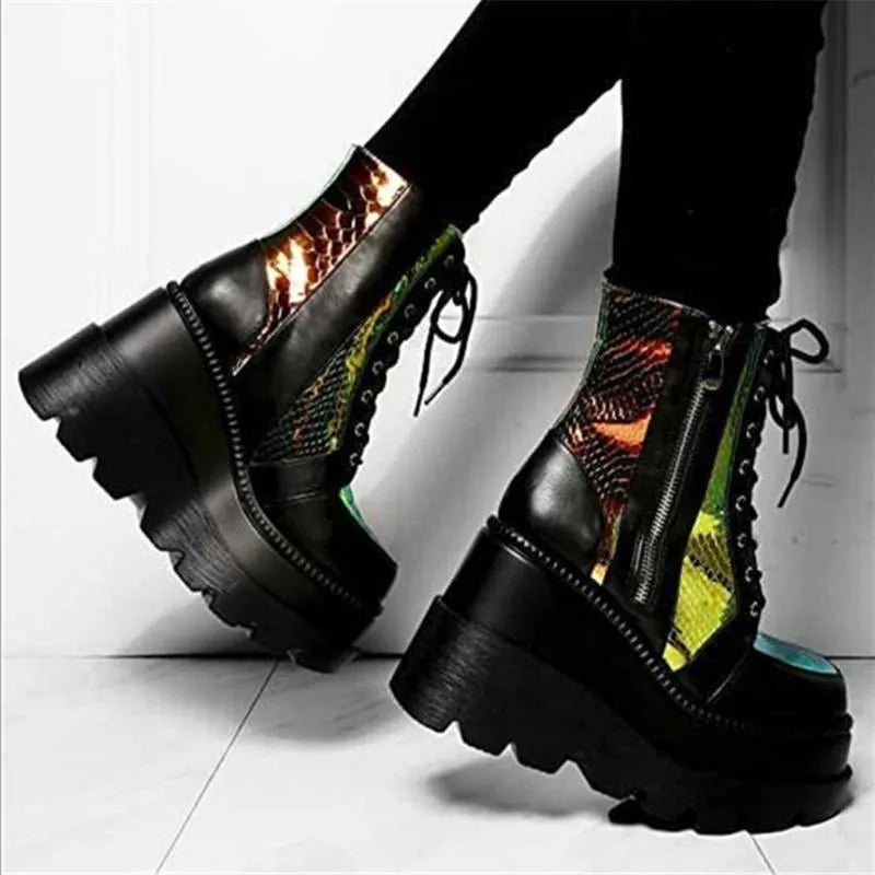 Sequin Platform Ankle Boots — Sparkly High Heel Festival Boots