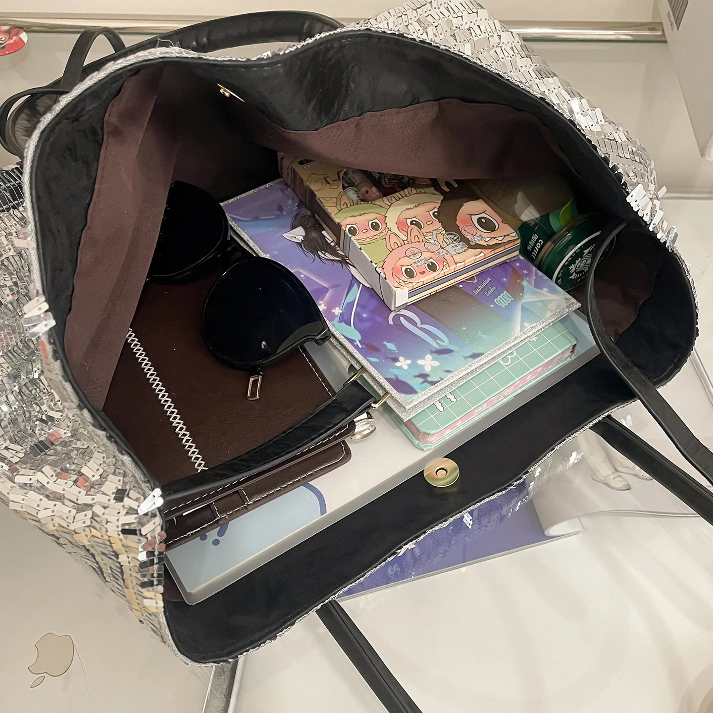 Silver Sequin Shoulder Bag — Sparkly Evening & Party Handbag