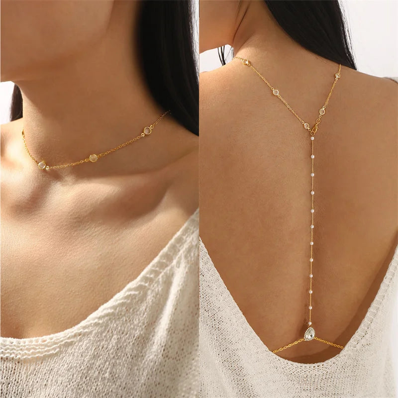 Rhinestone Body Chain — Layered Crystal Back & Waist Chain