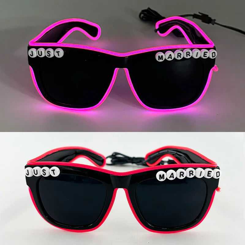 LED Heart Sunglasses — Light Up Bride & Hen Party Glasses